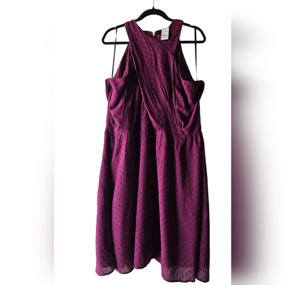 NWT LOFT Plus Chic Deep Purple Cross Halter Dress - Plus Size 18 - Picture 7 of 8